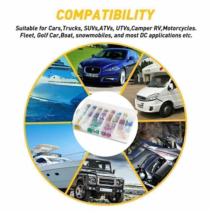 DURAFORCE 220pcs Car Blade Fuse Assortment Assorted Blade Auto Truck Automotive Parts