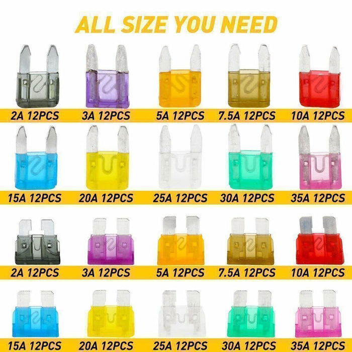 DURAFORCE 220pcs Car Blade Fuse Assortment Assorted Blade Auto Truck Automotive Parts