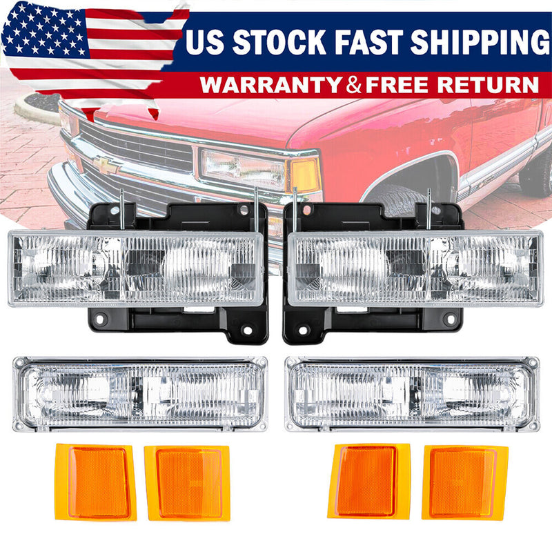DURAFORCE For 1994-1998 Chevy Silverado C10 C/K 1500 2500 3500 Headlights w/Bumper Lamp