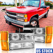 DURAFORCE For 1994-1998 Chevy Silverado C10 C/K 1500 2500 3500 Headlights w/Bumper Lamp