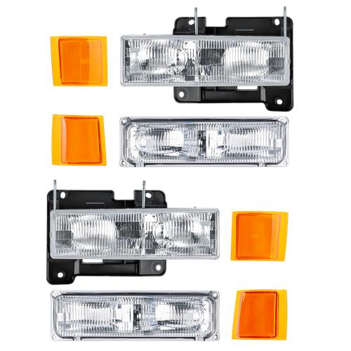 DURAFORCE For 1994-1998 Chevy Silverado C10 C/K 1500 2500 3500 Headlights w/Bumper Lamp