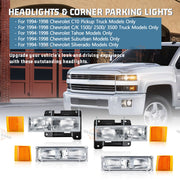 DURAFORCE For 1994-1998 Chevy Silverado C10 C/K 1500 2500 3500 Headlights w/Bumper Lamp