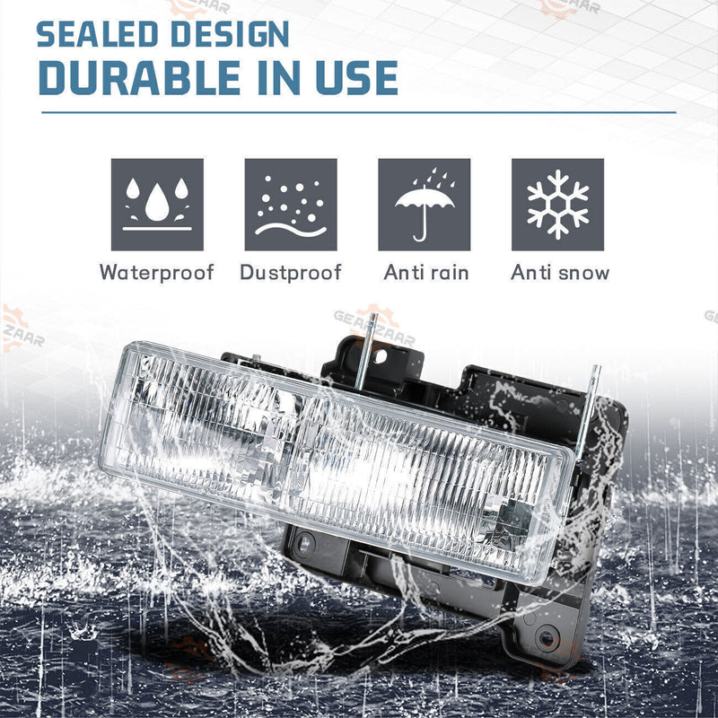DURAFORCE For 1994-1998 Chevy Silverado C10 C/K 1500 2500 3500 Headlights w/Bumper Lamp