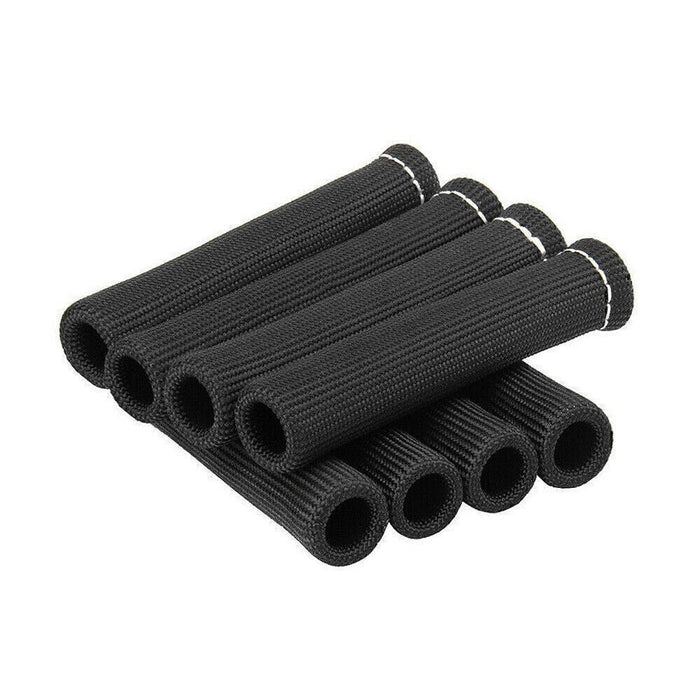 DURAFORCE 8pcs 2500° 6" Spark Plug Wire Boots Protector Sleeve Heat Shield Cover Black