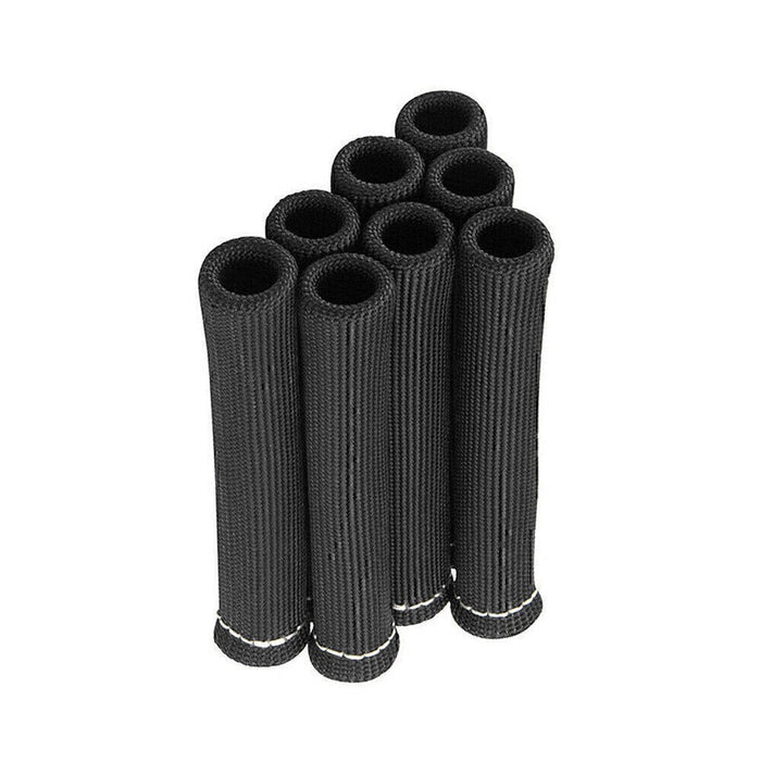 DURAFORCE 8pcs 2500° 6" Spark Plug Wire Boots Protector Sleeve Heat Shield Cover Black