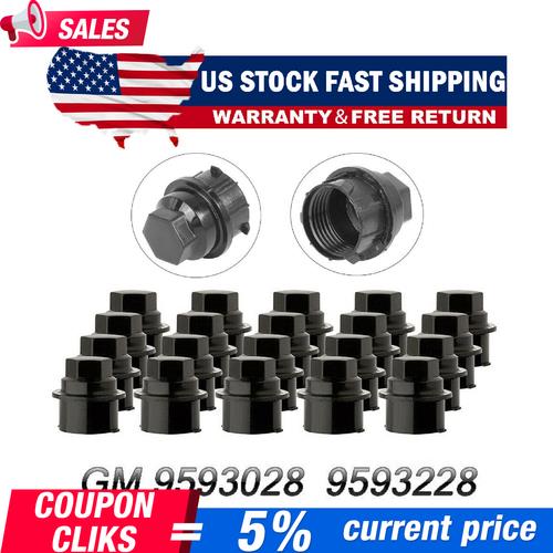 DURAFORCE -20 Pack Black Lug Nut Caps Compatible/Replacement fits Chevy/GM 9593028 9593228