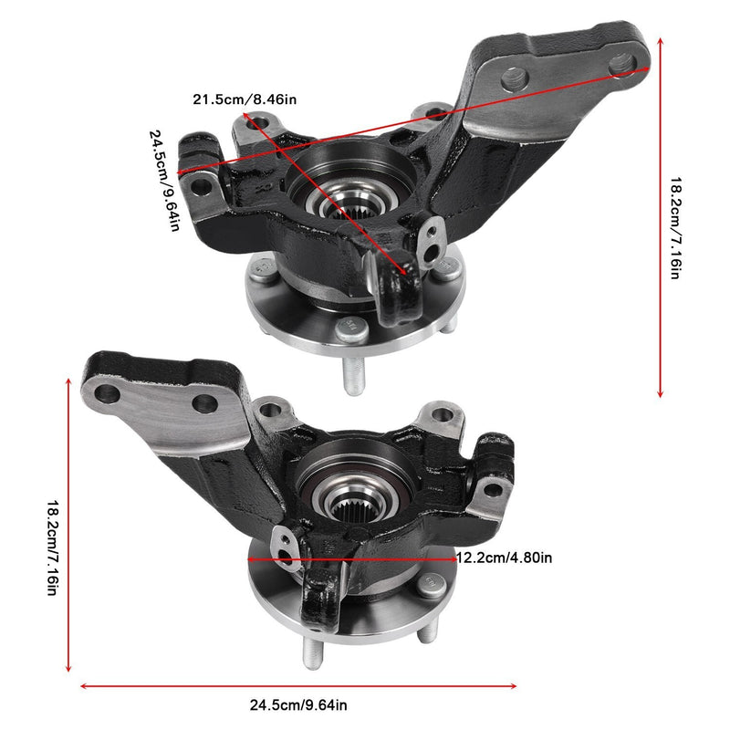 DURAFORCE Pair Front L +R Wheel Bearing Hub Knuckle Assembly for 2013-19 Nissan Versa 1.6L