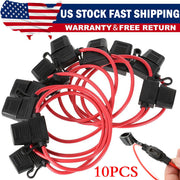 DURAFORCE Inline Fuse Holder to Accept 12V 30A Small Blade Fuses Splash Proof Car 18AWG*
