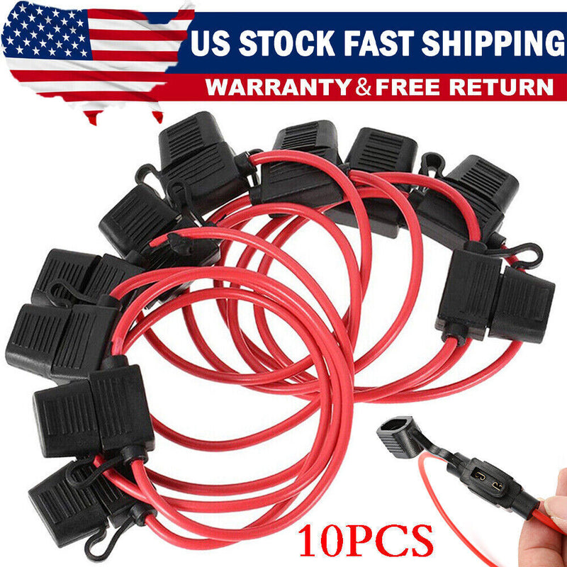 DURAFORCE Inline Fuse Holder to Accept 12V 30A Small Blade Fuses Splash Proof Car 18AWG*