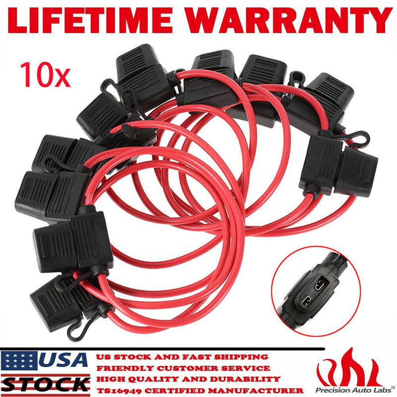 DURAFORCE Inline Fuse Holder to Accept 12V 30A Small Blade Fuses Splash Proof Car 18AWG*