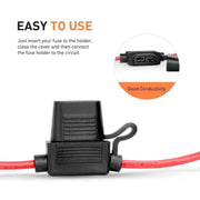 DURAFORCE Inline Fuse Holder to Accept 12V 30A Small Blade Fuses Splash Proof Car 18AWG*