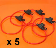 DURAFORCE 5 PACK 18 GAUGE ATC FUSE HOLDER IN-LINE AWG WIRE COPPER 12 VOLT POWER BLADE