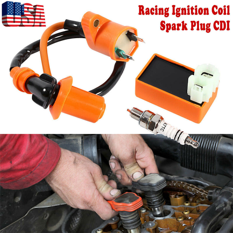DURAFORCE For GY6 50cc -150cc ATV SCOOTER MOPED RACING AC CDI BOX IGNITION COIL SPARK PLU!