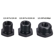 DURAFORCE 3x Black 1/2-28 to 3/4-16, 13/16-16, 3/4 NPT Thread Oil Filter Adapters Set