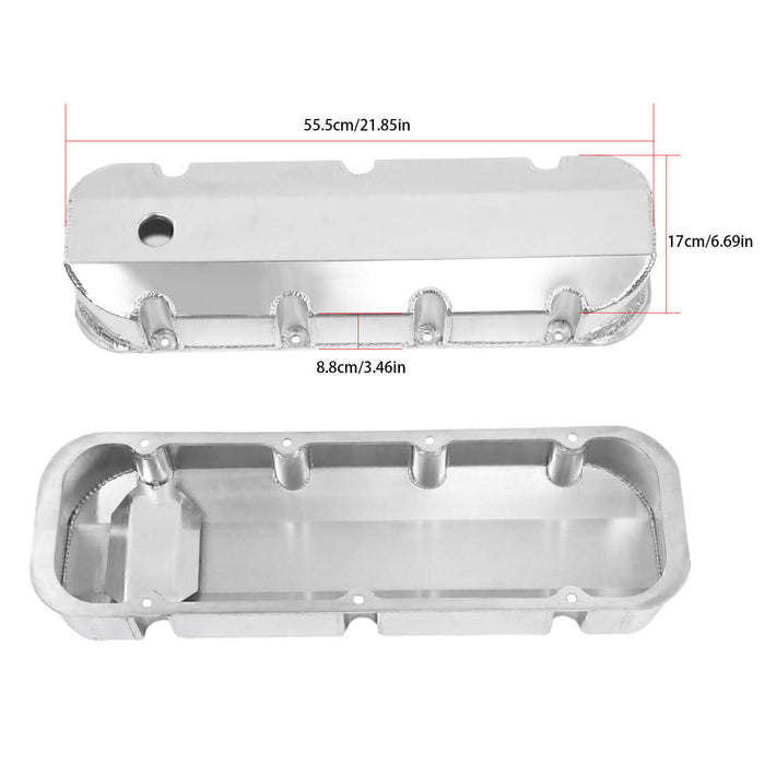 DURAFORCE Aluminum Fabricated Valve Cover for Big Block Chevy BBC 396 454 w/ Breather Hole