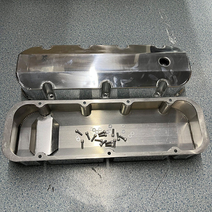DURAFORCE Aluminum Fabricated Valve Cover for Big Block Chevy BBC 396 454 w/ Breather Hole