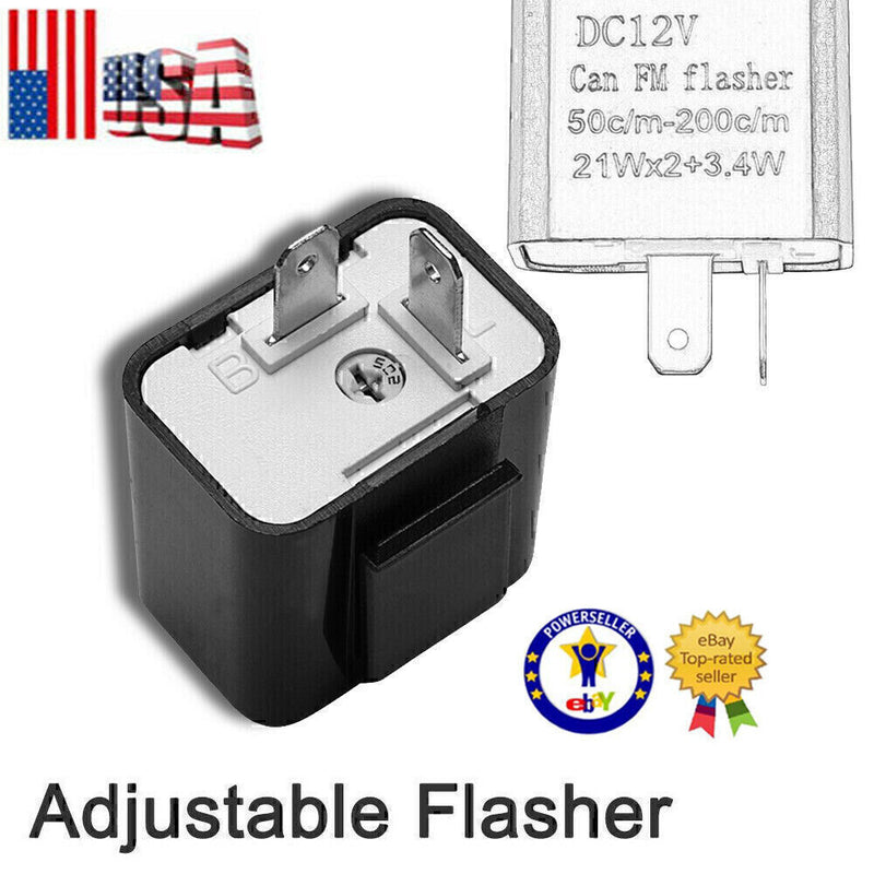 DURAFORCE 2-Pin Adjustable LED Flasher Relay Turn Signal Blinker Light 12 V for Motorcycle
