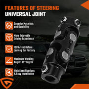 DURAFORCE 3/4" DD x 3/4" DD Double Steering Universal U Joint Shaft Coupler Black U-Joint