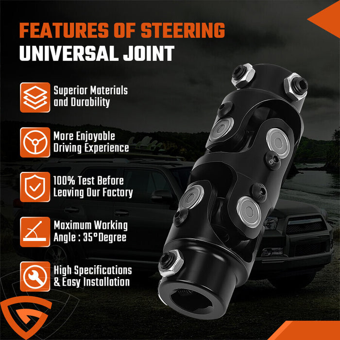 DURAFORCE 3/4" DD x 3/4" DD Double Steering Universal U Joint Shaft Coupler Black U-Joint