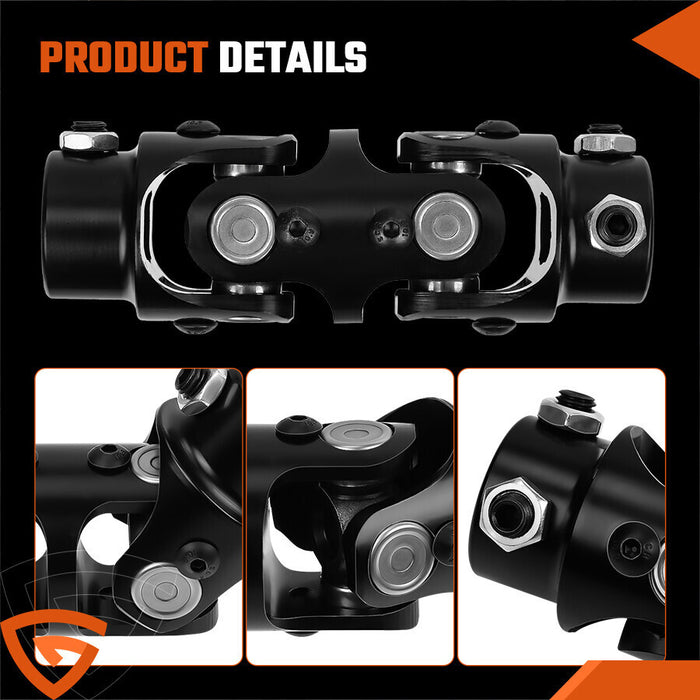DURAFORCE 3/4" DD x 3/4" DD Double Steering Universal U Joint Shaft Coupler Black U-Joint