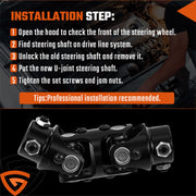DURAFORCE 3/4" DD x 3/4" DD Double Steering Universal U Joint Shaft Coupler Black U-Joint