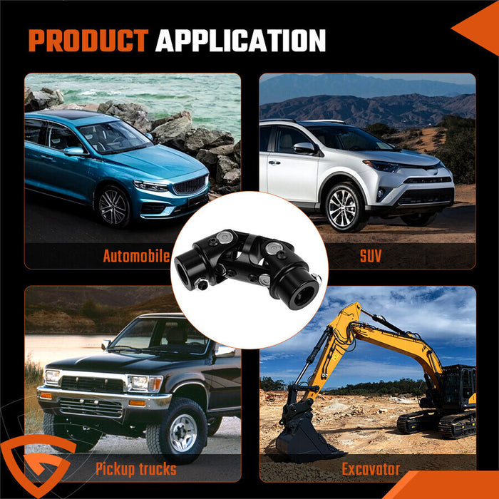 DURAFORCE 3/4" DD x 3/4" DD Double Steering Universal U Joint Shaft Coupler Black U-Joint