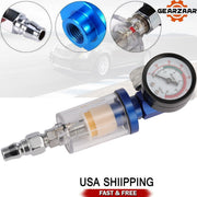 DURAFORCE 1/4" Spray Gun & In-Line Water Trap Filter Tool Air Pressure Regulator Gauge