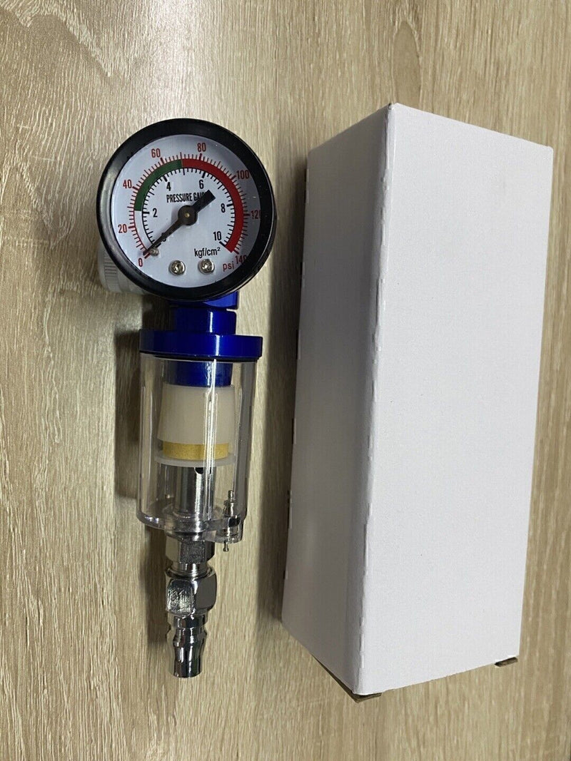 DURAFORCE 1/4" Spray Gun & In-Line Water Trap Filter Tool Air Pressure Regulator Gauge