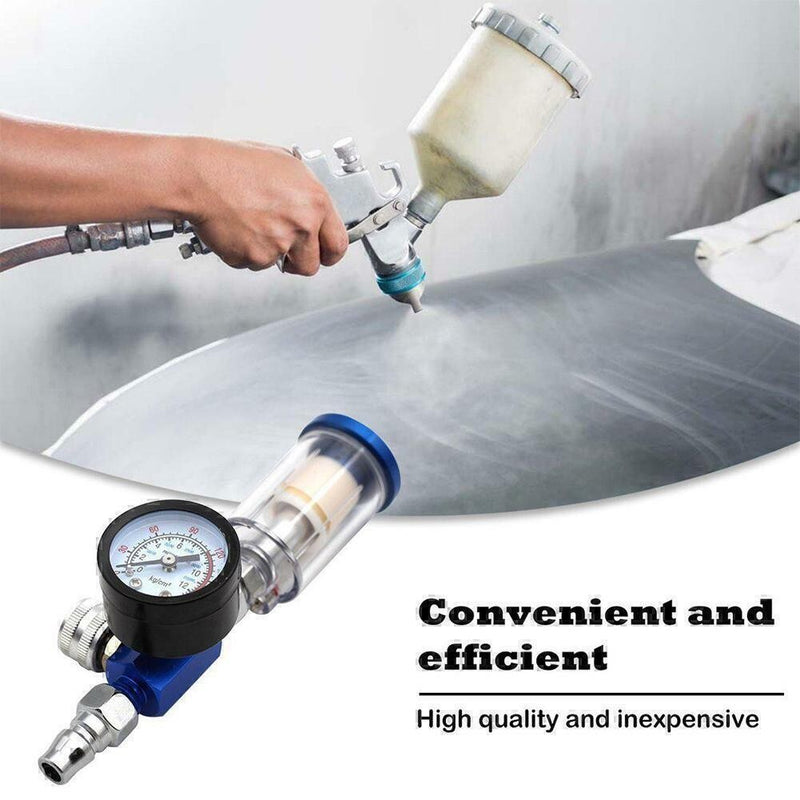 DURAFORCE 1/4" Spray Gun & In-Line Water Trap Filter Tool Air Pressure Regulator Gauge