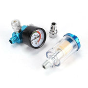 DURAFORCE 1/4" Spray Gun & In-Line Water Trap Filter Tool Air Pressure Regulator Gauge
