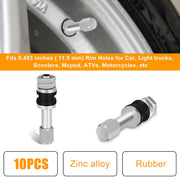 DURAFORCE 10pc Stainless Steel Wheel Tire Valve Stems Hight Pressure Bolt in w/ Caps