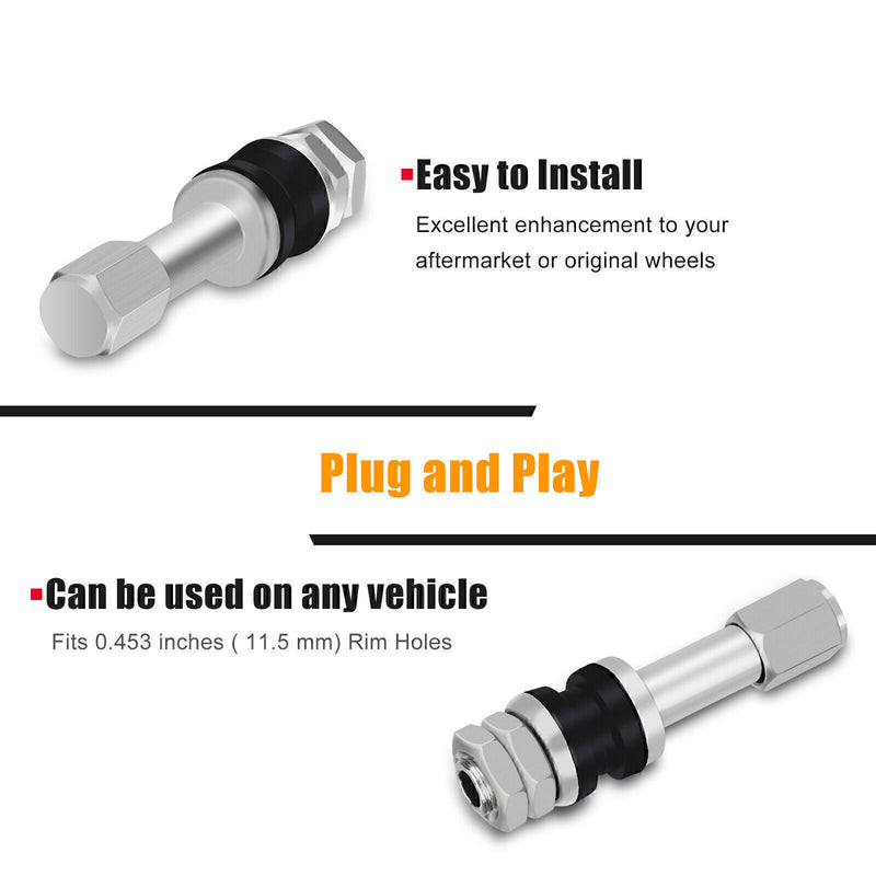 DURAFORCE 10pc Stainless Steel Wheel Tire Valve Stems Hight Pressure Bolt in w/ Caps