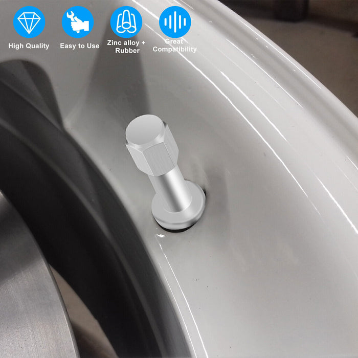 DURAFORCE 10pc Stainless Steel Wheel Tire Valve Stems Hight Pressure Bolt in w/ Caps