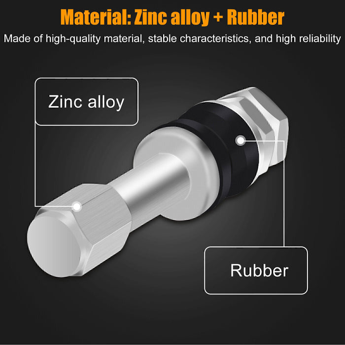 DURAFORCE 10pc Stainless Steel Wheel Tire Valve Stems Hight Pressure Bolt in w/ Caps