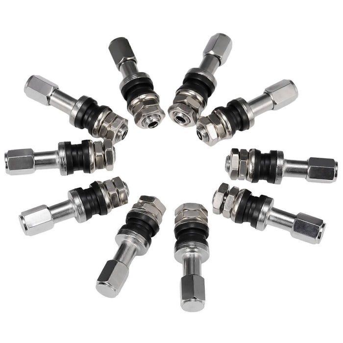 DURAFORCE 10pc Stainless Steel Wheel Tire Valve Stems Hight Pressure Bolt in w/ Caps