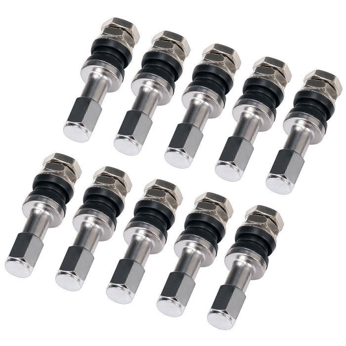 DURAFORCE 10pc Stainless Steel Wheel Tire Valve Stems Hight Pressure Bolt in w/ Caps