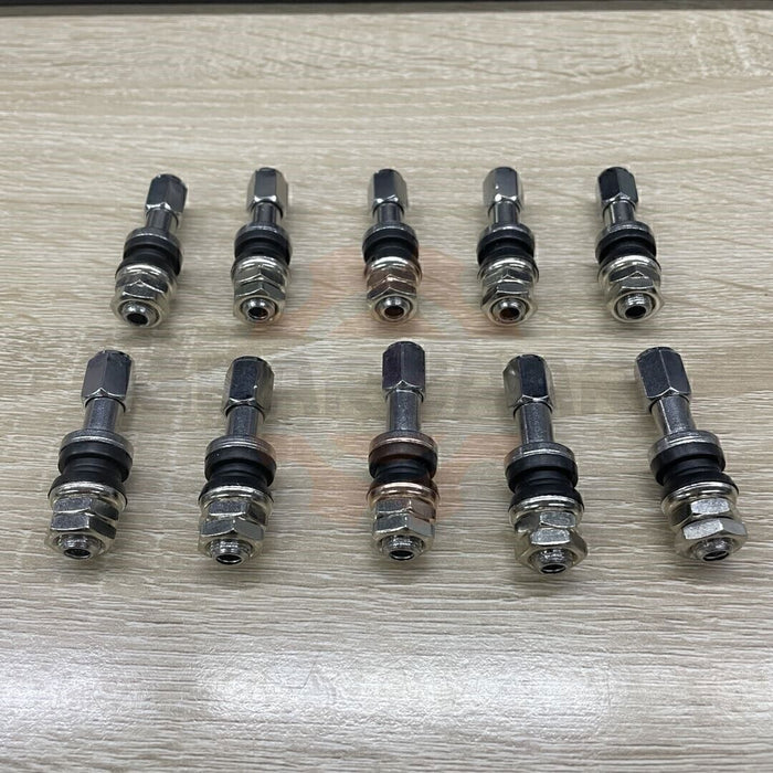 DURAFORCE 10pc Stainless Steel Wheel Tire Valve Stems Hight Pressure Bolt in w/ Caps