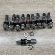 DURAFORCE 10pc Stainless Steel Wheel Tire Valve Stems Hight Pressure Bolt in w/ Caps