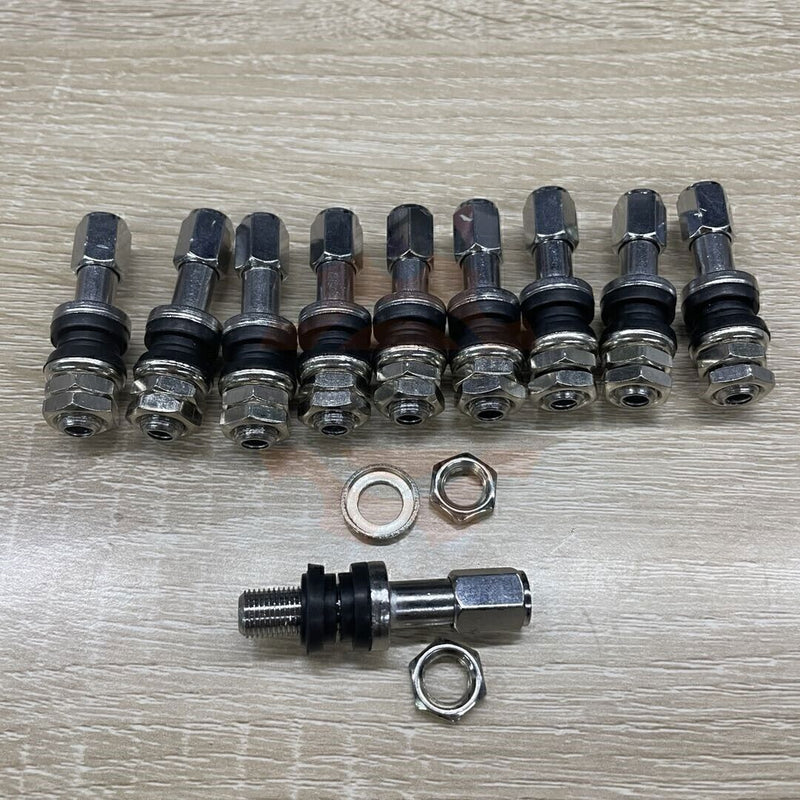 DURAFORCE 10pc Stainless Steel Wheel Tire Valve Stems Hight Pressure Bolt in w/ Caps