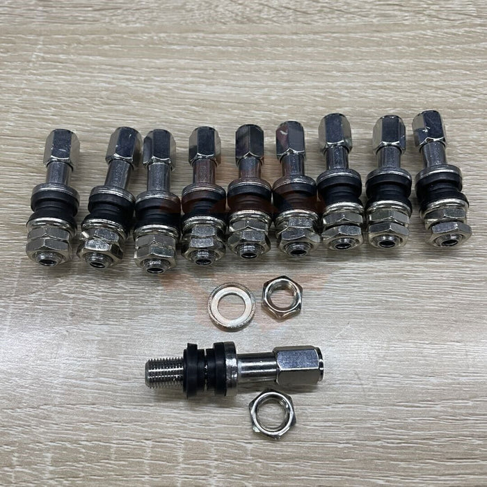 DURAFORCE 10pc Stainless Steel Wheel Tire Valve Stems Hight Pressure Bolt in w/ Caps