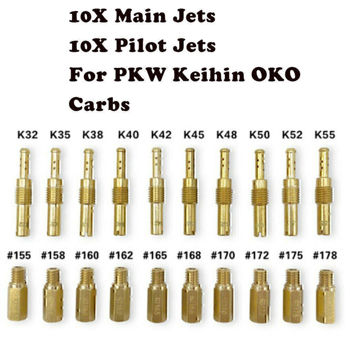 DURAFORCE 20Pcs Carburetor Main Jet kit & Slow/Pilot Jet Tool for PWK Keihin OKO CVK