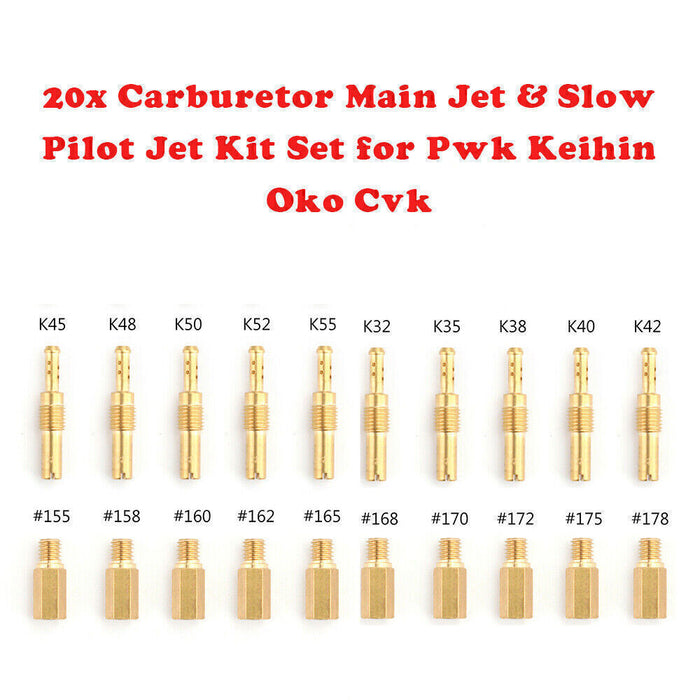 DURAFORCE 20Pcs Carburetor Main Jet kit & Slow/Pilot Jet Tool for PWK Keihin OKO CVK