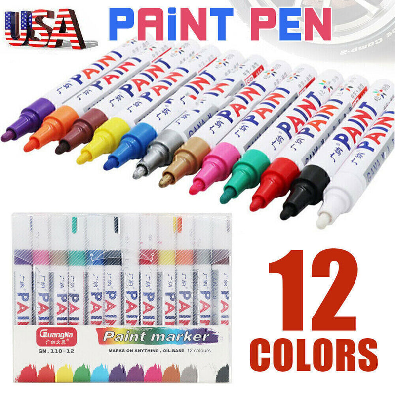 DURAFORCE 12colors Waterproof Permanent Paint Marker Pen Car Tyre Tire Tread Rubber Metal