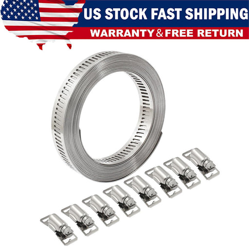 DURAFORCE 11.5FT Adjustable Large Hose Clamps Worm Gear Stainless Steel Clamp +8 Fastener