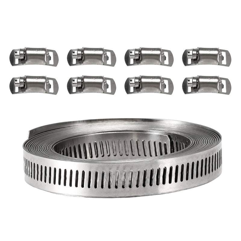 DURAFORCE 11.5FT Adjustable Large Hose Clamps Worm Gear Stainless Steel Clamp +8 Fastener