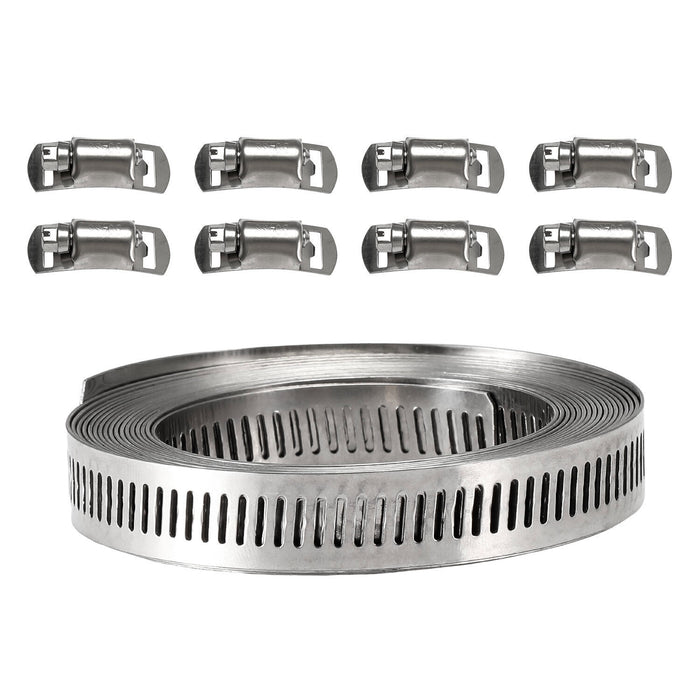DURAFORCE 11.5FT Adjustable Large Hose Clamps Worm Gear Stainless Steel Clamp +8 Fastener