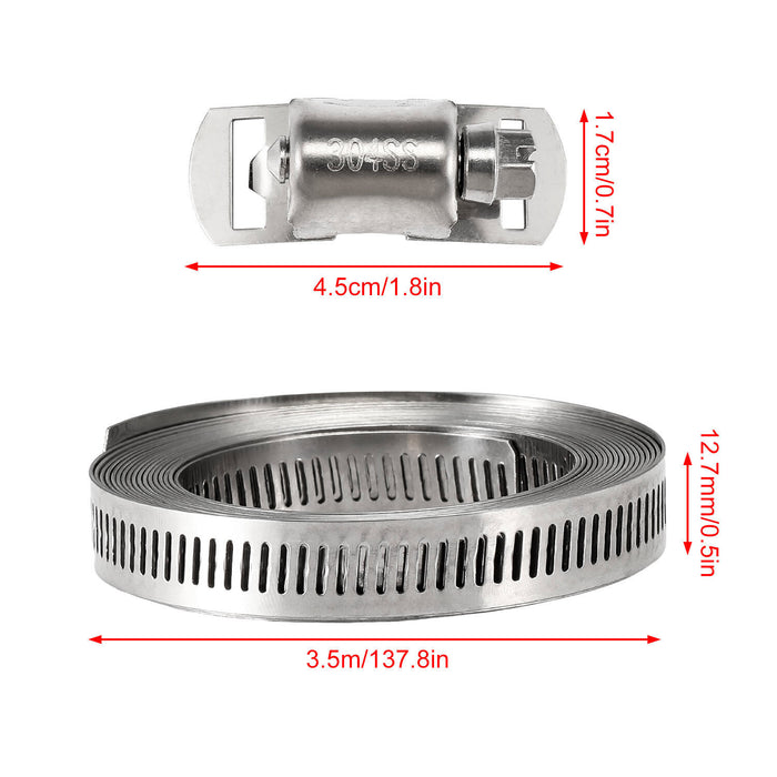 DURAFORCE 11.5FT Adjustable Large Hose Clamps Worm Gear Stainless Steel Clamp +8 Fastener