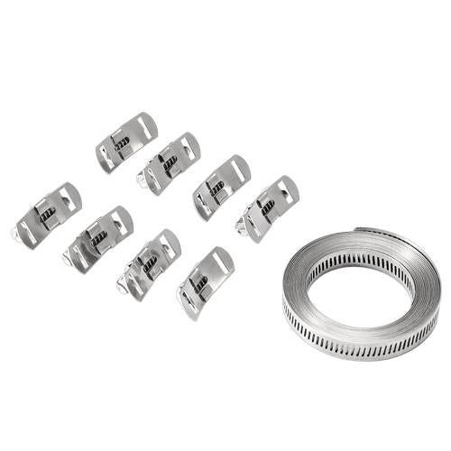 DURAFORCE 11.5FT Adjustable Large Hose Clamps Worm Gear Stainless Steel Clamp +8 Fastener