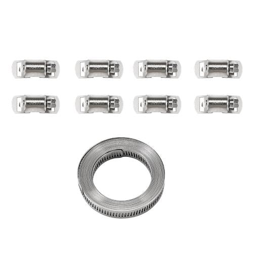 DURAFORCE 11.5FT Adjustable Large Hose Clamps Worm Gear Stainless Steel Clamp +8 Fastener