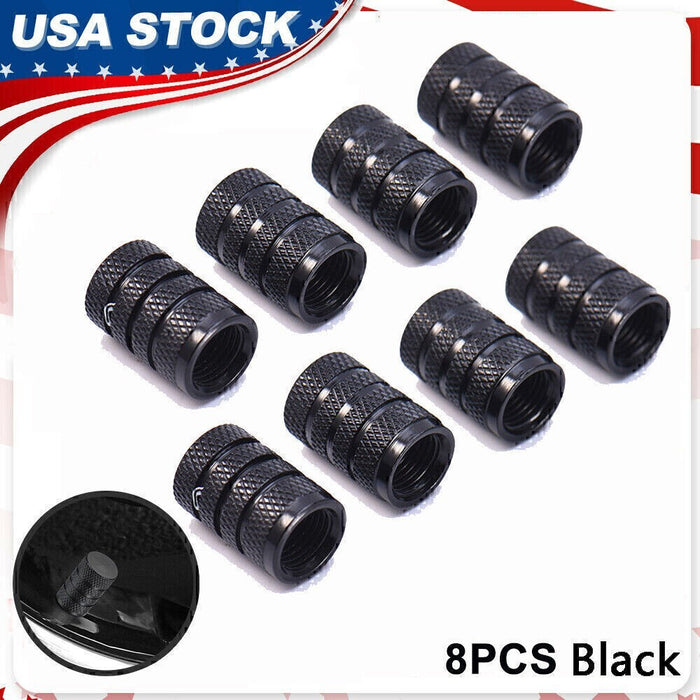 DURAFORCE 8x Tire Valve Air Dust Cover Stem Caps - Wheel Car Truck SUV Bike /Black